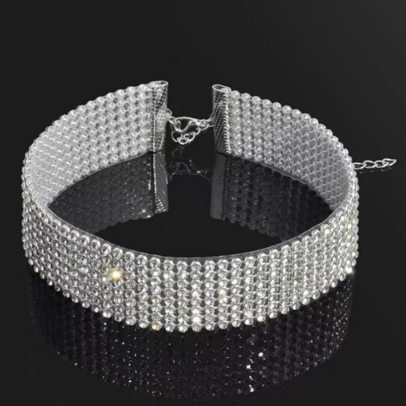 NEW Australian Crystal Silver Choker Necklace - Picture 1 of 12